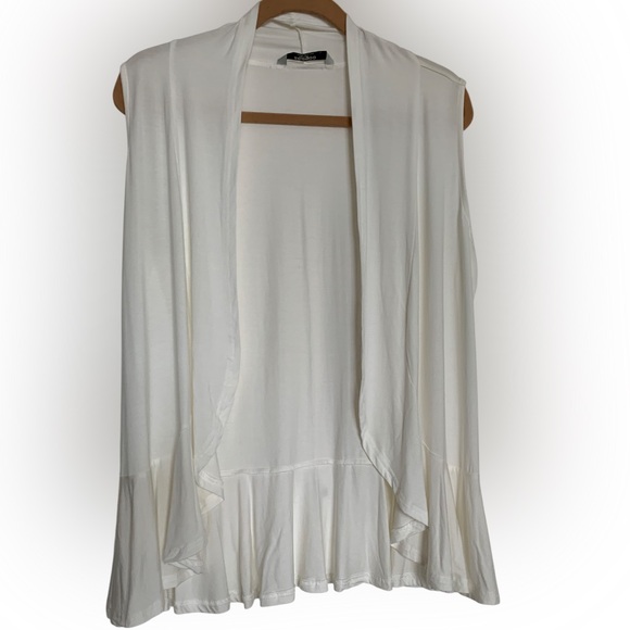Zeagoo Jackets & Blazers - ZEAGOO Vest Cream Sleeveless Open Draped Front Ruffle Effect Size Large EUC